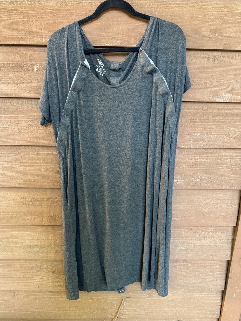 Frida Mom Gray Nursing & Maternity Robe with Button Front OS